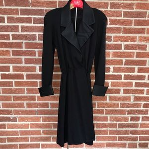 St. John Evening Santana Wool Knit Wrap Dress Black Size 6